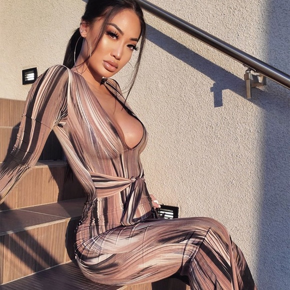 Coco Muted Palate Faux Wrap Bodycon Maxi Dress - Picture 3 of 11